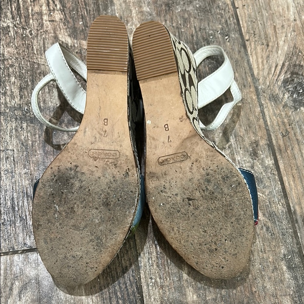 Coach Signature Multicolor Wedge Sandals - Picture 11 of 12